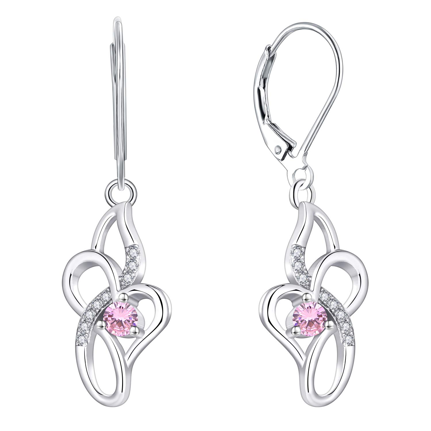 Starchenie Celtic Knot Earrings 925 Sterling Silver Drop Dangle Hoop Earrings 3A Zirkonia White Gold Earrings for Womens