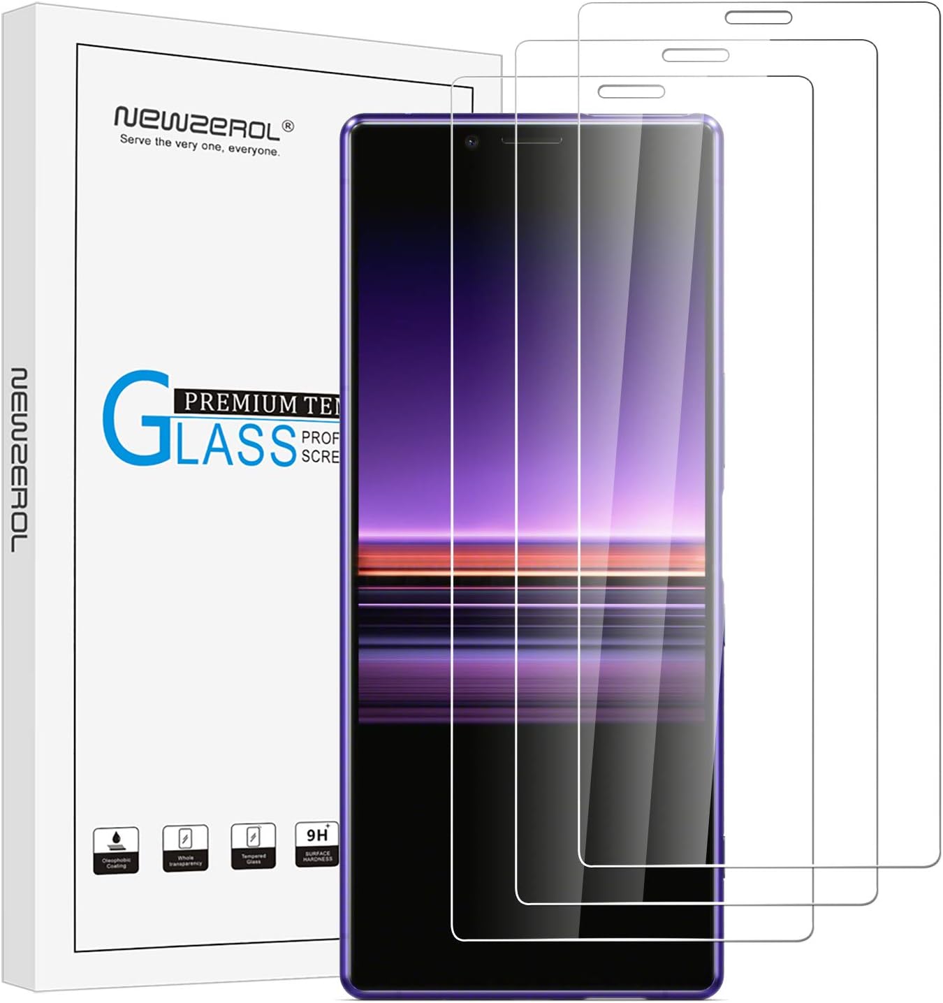 NEWZEROL [3 Pack] Compatible for Sony Xperia 1 Screen Protector [Full Adhesive] [Case Friendly] 2.5D Arc Edges Anti Scratch High-Definition Tempered Glass for xperia xz4 / xperia 1