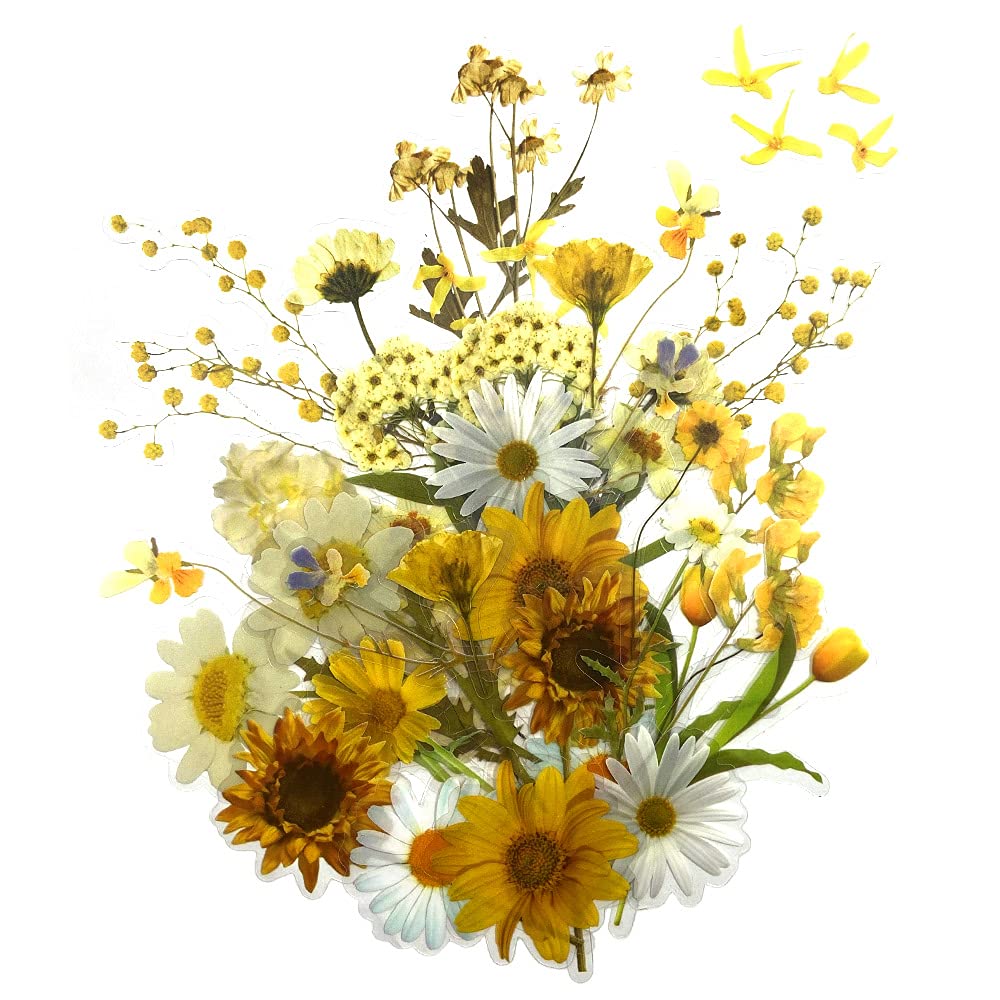 LELE LIFE 160Pcs Plant Scrapbook Stickers, Transparent Flowers Stickers Set, Flower Scrapbooking Stickers for Phone, Pad, Laptop, Album, Planner, Diary, Style C