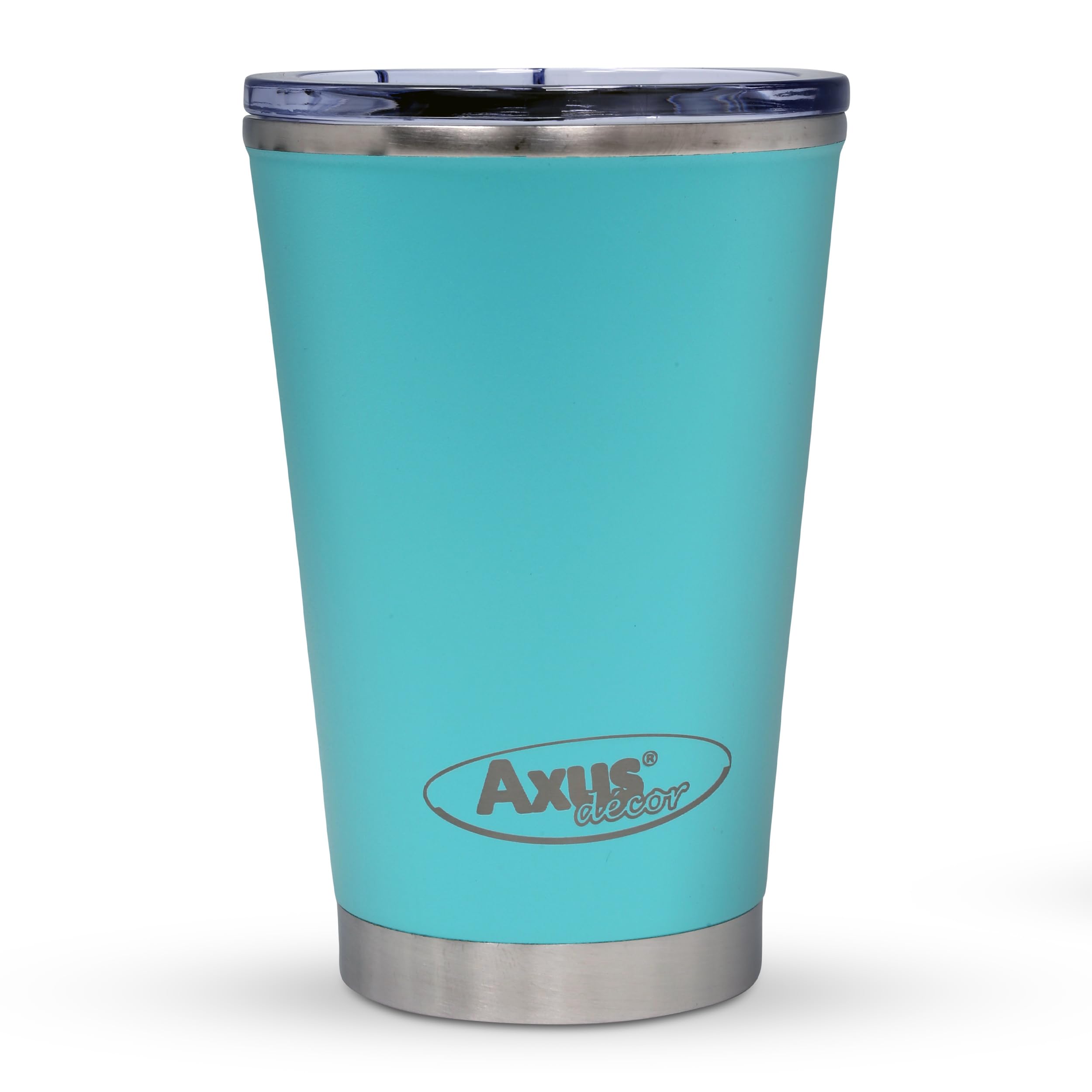 Axus Decor Eco Steel Cup - 380 ml, Vacuum Insulater Stainless Steel Leakproof Lid Mug for Drinking Coffee, Hot and Cold Drinks, Tea, Water, Car Travel Mug, Reusable,Gifts Party Office, bpa-Free (Blue)