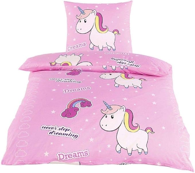 DreamHome Bettwäsche Little Einhorn Unicorn Pony Hochwertige Microfaser