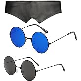 JinYu Glasses Blindfold Sunglasses Anime Blue Black Costume Prop PU Leather Eye Mask Costume Accessories