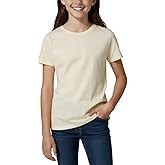 BreezeCove Girls Short Sleeve T Shirt Kids 100% Cotton Summer Tops Basic Crewneck Tees 3-14 Years