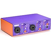 USB C Audio Interface for Recording Music, Streaming, Podcasting, Purple | Dual XLR, line In/hi-z switching, 3 monitoring modes, 24bit/48kHz, 48V phantom power, 2-channel, 3-color gain lights