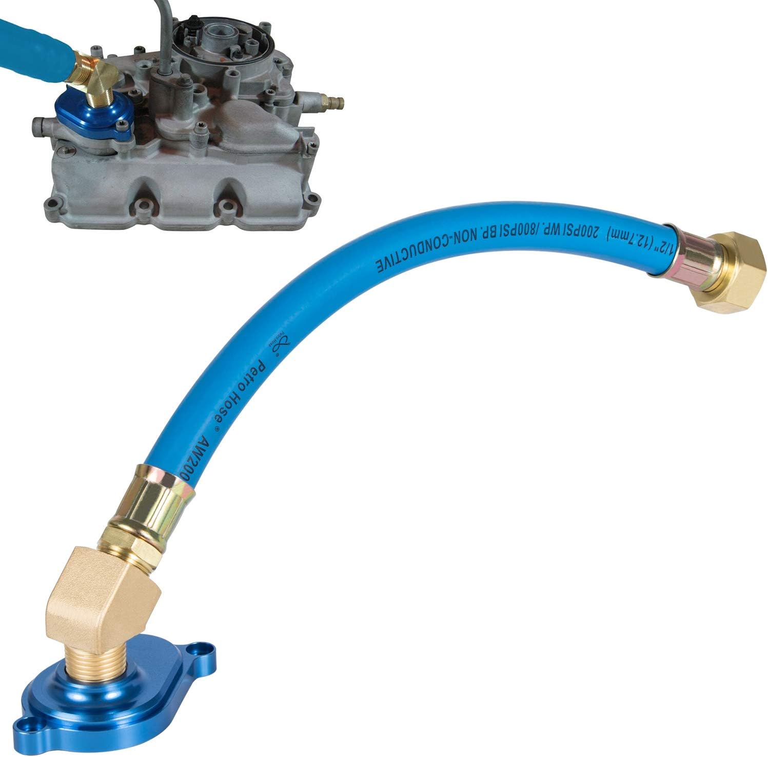 6.0L Powerstroke Oil Cooler Flush Kit with Blue Aluminum Flush Adapter