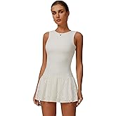 ABOCIW Womens Lace Tennis Dress Built in Shorts High Neck Sleeveless Golf Athletic Summer Mini Dress