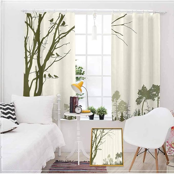 Forest Blackout Window Curtains with Grommets Nature Theme
