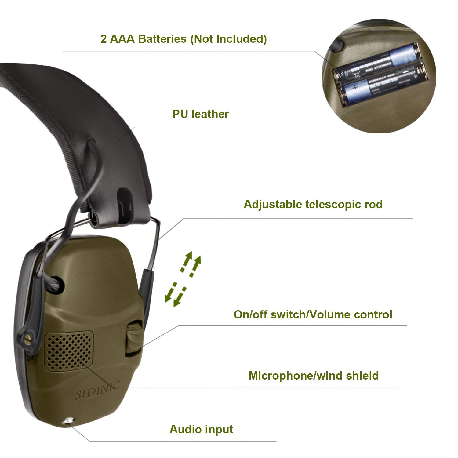 ucho Electronic Shooting Earmuff Safety Ear Protection - Shooting Ear Protection Muffs with Sound Amplification and Noise Reduction Safety Ear Muffs, NRR 22dB Ideal for Shooting and Hunting