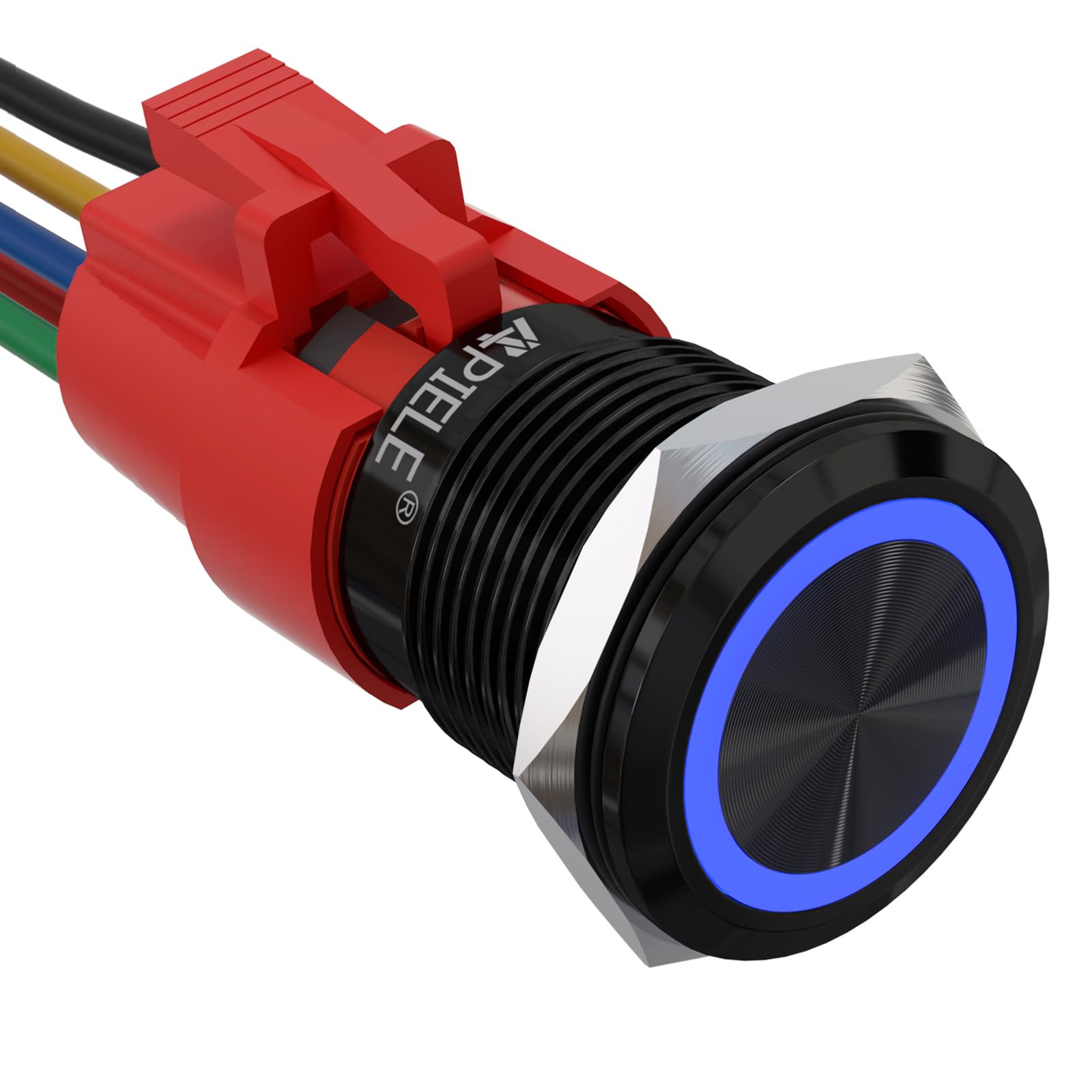 Photo 1 of APIELE 19mm Latching Push Button Switch 12V DC Angel Eye Halo Ring LED Metal 0.74" 1NO1NC SPDT with Wire Socket Plug (Blue LED/Black Shell)