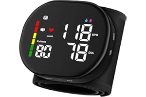 Double love Wrist Blood Pressure Monitor for Home Use - Upgraded Large LED Screen, Dual User 240 Memories with Carrying Case, Voice Broadcast, Adjustable bp Cuff (13.5-19.5cm) - Black