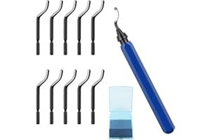 Deburring Tool Kit with 10 Extra High-Speed Blades, Hand Deburring Tool 1 x NB1100 Handle and 10 x BS1010 HSS Rotary Metal De
