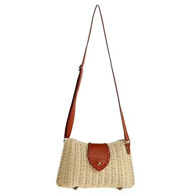 JOSEKO Women Straw Bag, JOSEKO Handwoven Rattan Bag Crossbody Bag Shoulder Messenger Satchel