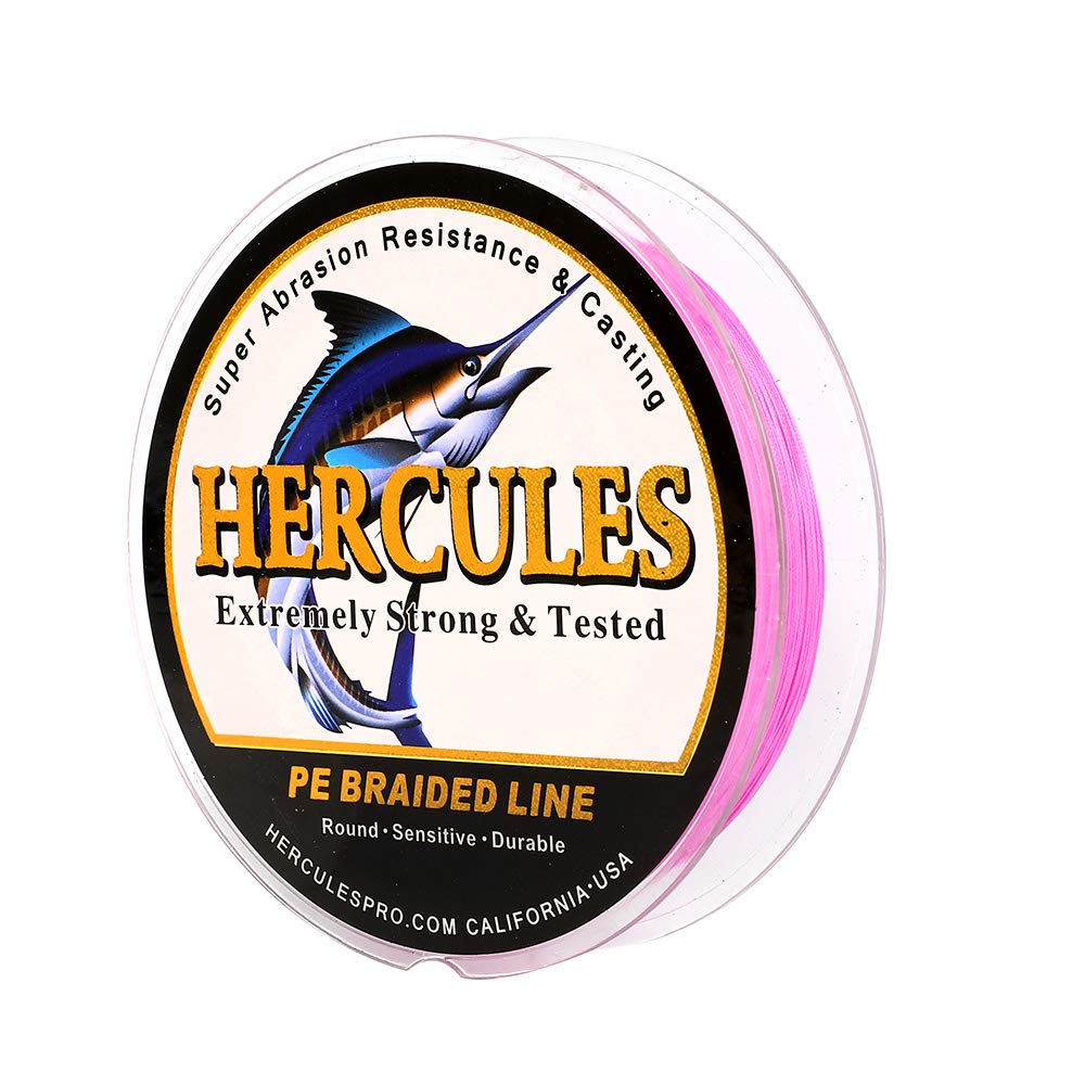 HERCULES Super Cast 1000M 1094 Yards Braided Fishing Line 10 LB Test for Saltwater Freshwater PE Braid Fish Lines Superline 8 Strands - Pink, 10LB (4.5KG), 0.12MM Image HERCULES Super Cast 1000M 1094 Yards Braided Fishing Line 10 LB Test for Saltwater Freshwater PE Braid Fish Lines Superline 8 Strands - Pink, 10LB (4.5KG), 0.12MM Image