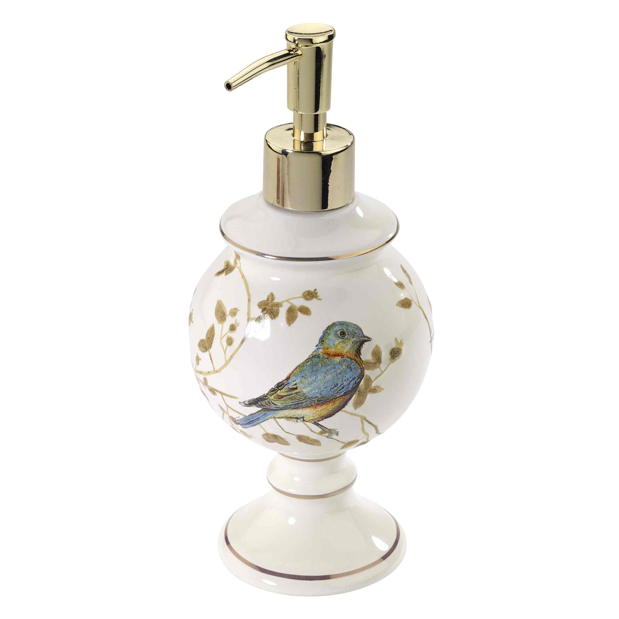 Avanti Linens - Lotion Pump/Soap Dispenser, Countertop Accessories, Nature Inspired Bathroom Decor (Gilded Birds Collection) — image 1