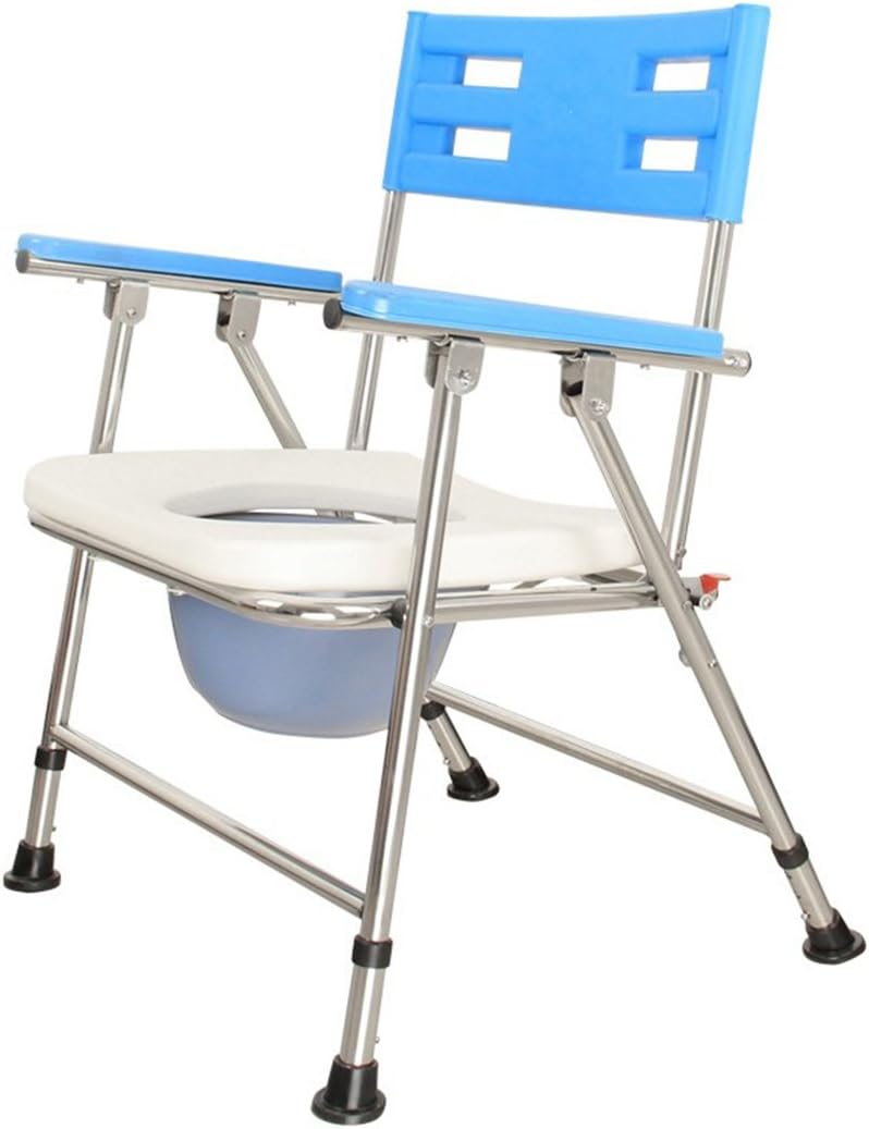 Toilet chair LI JING SHOP- Collapsible Stainless Steel Pipe Backrest With Armrest 3 Files Adjustment Size: 57X56X81-85cm
