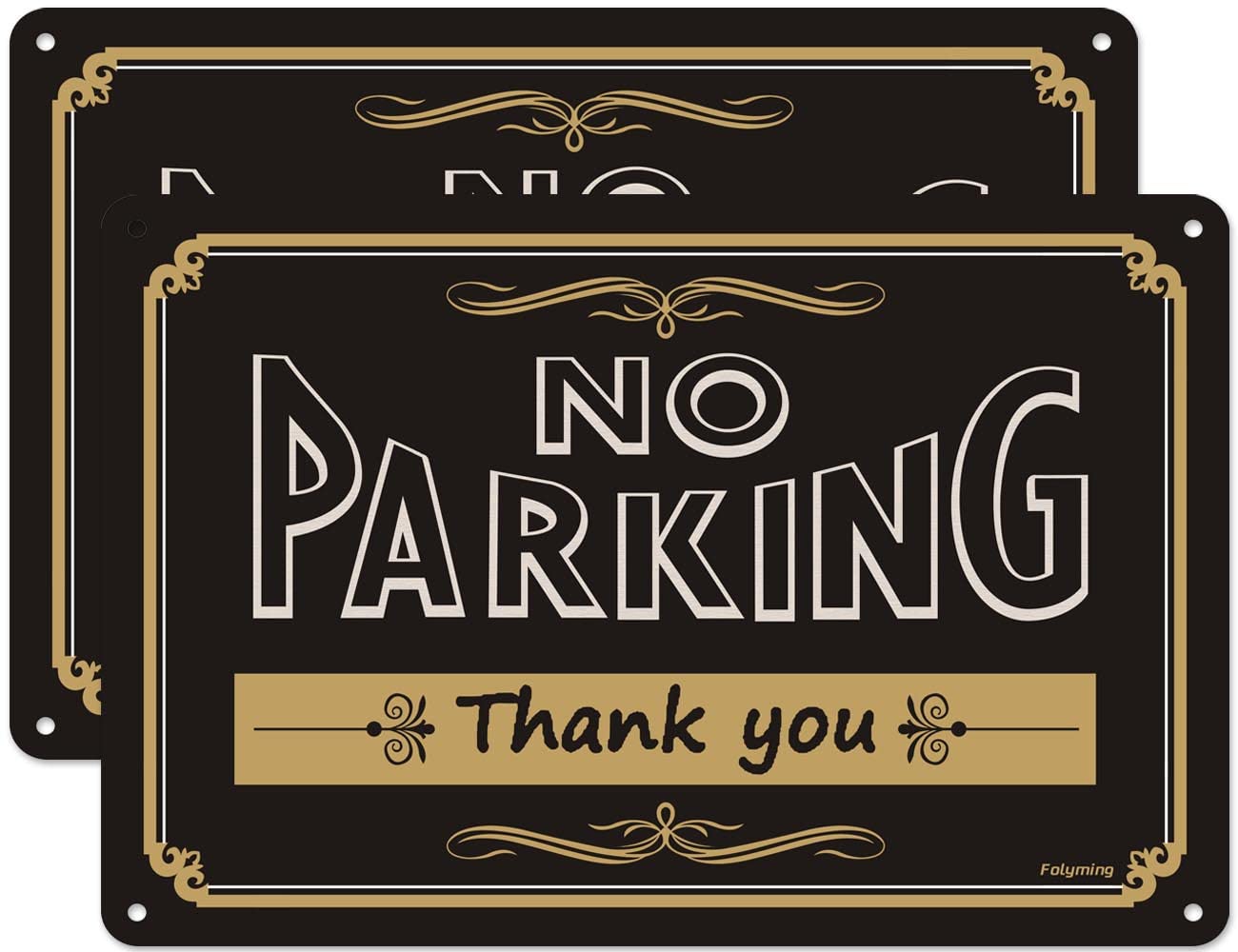 2 Pack No Parking Thank You Signs 12 x 8 Inches Metal Do Not Park Signs Reflective Sturdy Rust Aluminum UV Protected Waterproof Durable Ink Easy to Install Outdoor Use