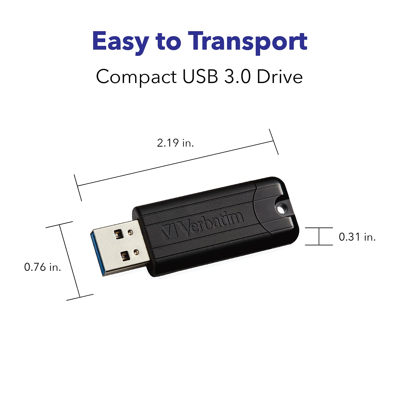 Verbatim 32GB Pinstripe USB 3.2 Gen 1 Flash Drive Retractable Thumb Drive - 10 Pack Black