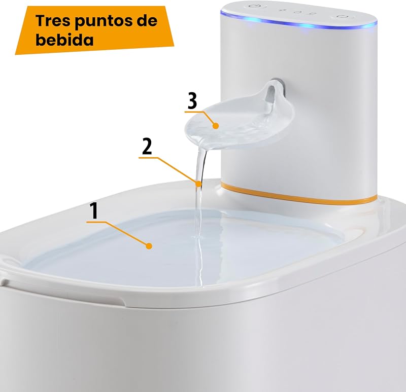 Astra-Small Cat and Dog Fountain, fonte de água para gatos sem fios, dispensador recarregável para gatos, sensor de movimento, 3 L, filtro de três estágios, USB-C incluído