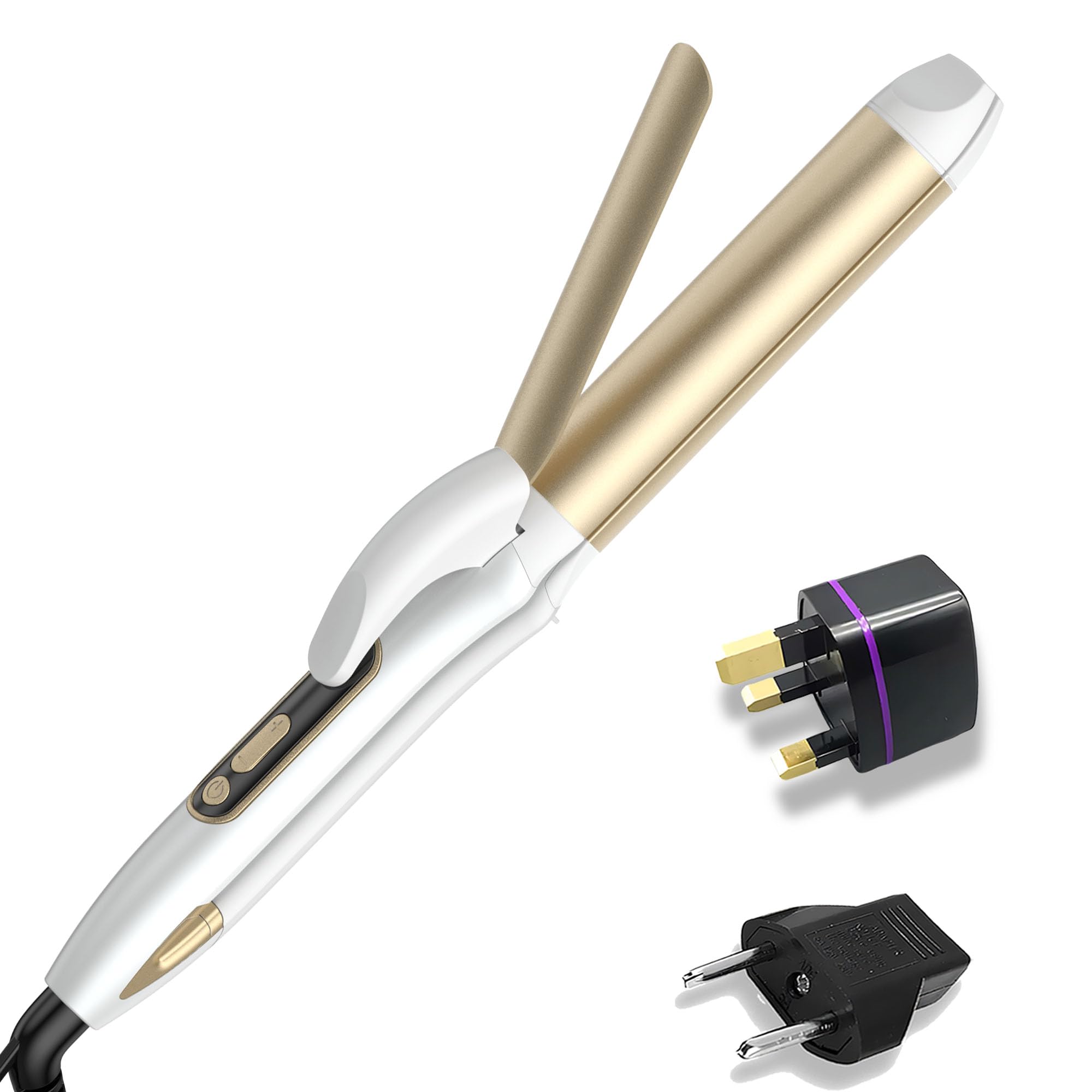 Photo 1 of Travel Curling Iron, 2 in 1 Dual Voltage (110V-240V) 1.25 Inch Normal Size Hair Curler and Straightener Ceramic with EU/UK Plug Adapter 