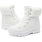 hash bubbie Women's Fuzzy Mid-Calf Boots Lace up Snow Boots for women Non Slip Combat Boots Black Winter Boots White Combat Boots(Waterproof,Zipper)