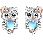 Cute Animal Earrings Sterling Silver Owl/Rabbit/Cat/Axolotl Stud Earrings Jewelry Gifts for Women Girls