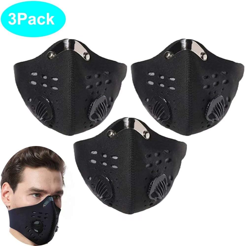 BYMYWAY 3Pack Breathing Dust Mouth Face Mask,Particulate Respirator Mask with Filters PM2.5 Respirator Sports Mask