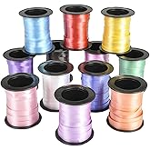 The Dreidel Company Curling Ribbon, 500 Yards (12-Pack Variety - 60' Ft Each, Solid Cloth, Perfect for Balloons, Decoration, Birthday, Holiday Gifts, Modern Style)