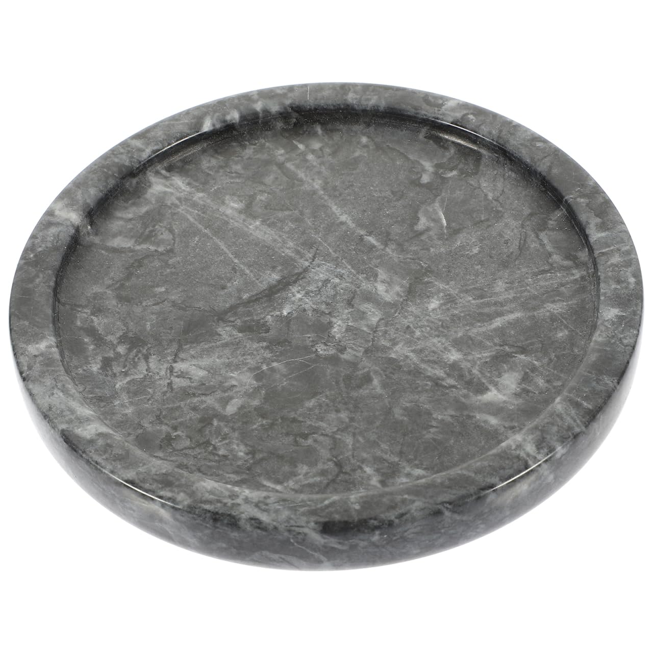 Alipis Round Marble Tray, 5.5" Decorative Vanity Tray Jewelry Dish Trinket Display Plate Countertop Organizer Makeup Tabletop Storage Tray for Candle, Ring, Necklace, Cosmetic, Black