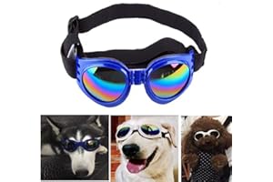 CIAWASEI Dog Sunglasses Small Breed, Sun Glasses for Small Dogs Doggy Pet Goggles Adjustable Folding Eye Wear UV Protection Windproof Polarized (Blue)