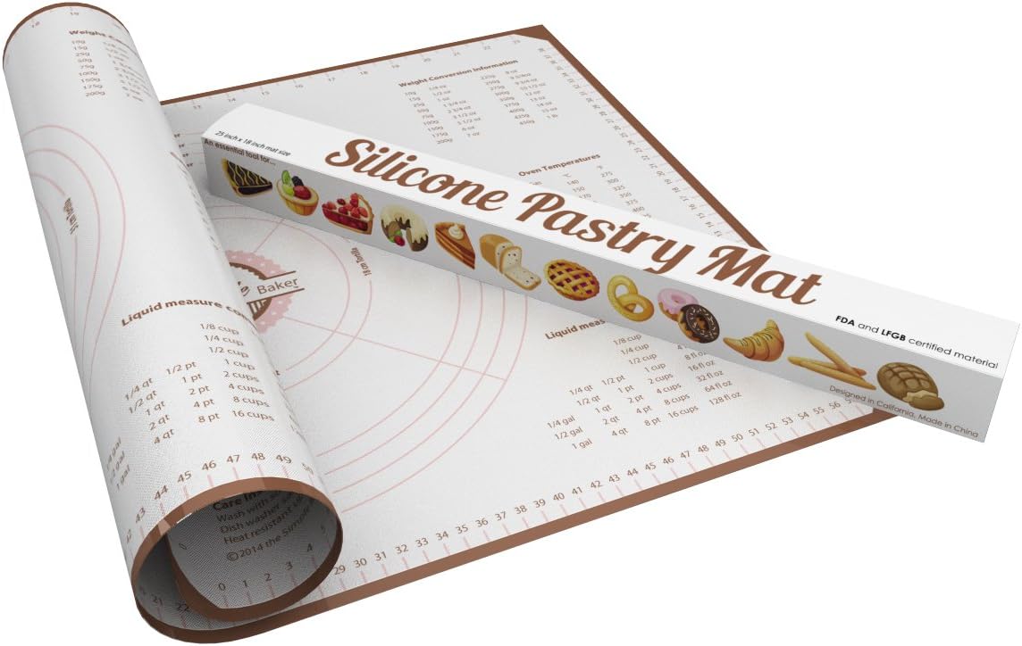 [SALE] Simple Baker Extra Thick, Extra Large Silicone Pastry Mat with Measurements, 25"x18" Non-Slip 0.7mm Thick Sheet (Small Grid - Extra Non-Slip)