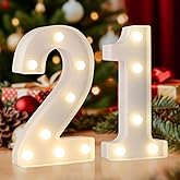 SKYPHAROS 21st Birthday Decorations for Her Him, 21 Light Up Numbers for Party, LED Marquee Letter Lights, Warm White Small Marquee 21 Sign for Cake Topper Birthday Gifts Anniversary Decorations