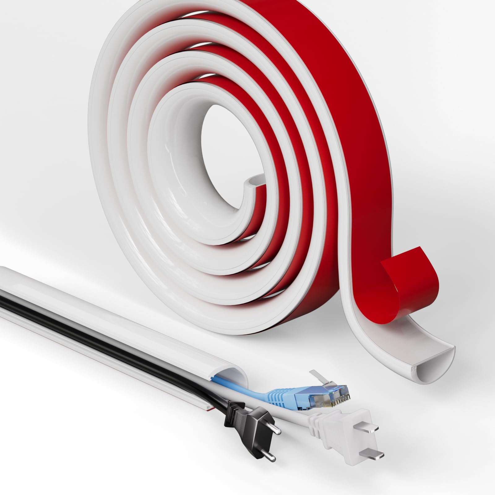 View 1 of 39" Cord Hider for Wall Mounted TV,Adhesive Cable Hider for Wall,Cord Covers Raceway Kit for Wires Hider,Flexible Silicone Cable Concealer for Home Office,W 1.08"× H 0.6"