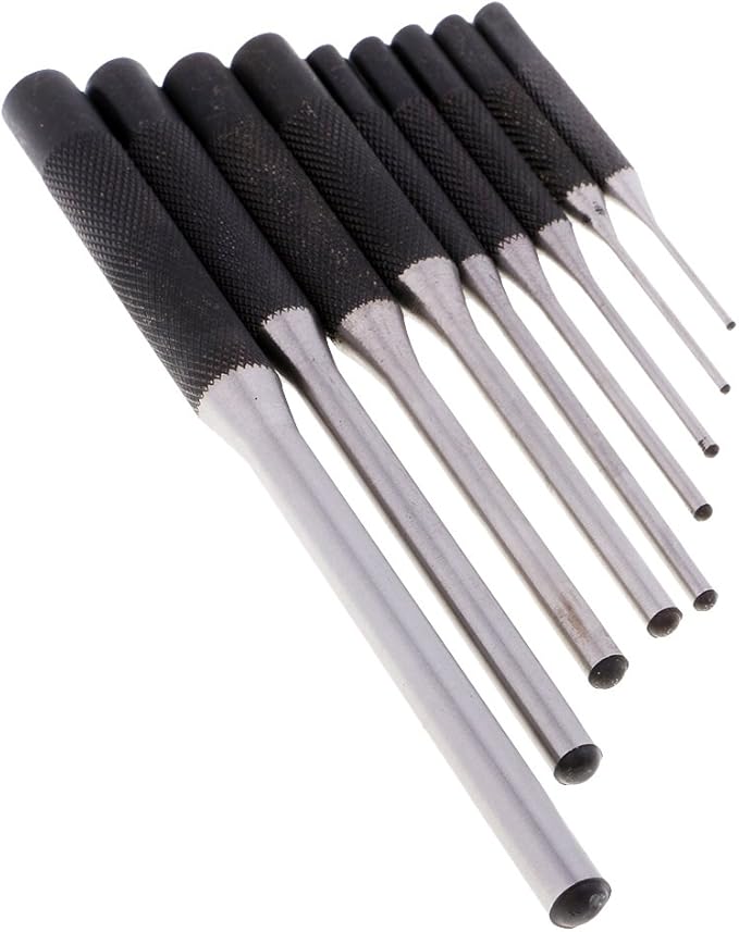 Baosity 9 Pieces/Bag Long Roll Pin Punch Set Mixed Size 1/