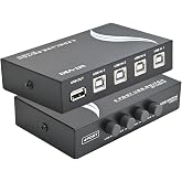 OLLGEN 4 Port USB 2.0 Sharing Manual Switch Box Hub 4 PCS Share Switcher 1 USB Device for Printer Scanner Camera Keyboard (4 Port)