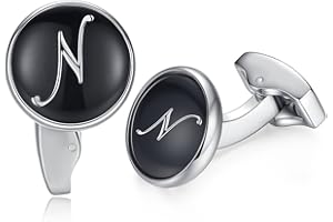 HONEY BEAR Alphabet Letter Cufflinks for Men's Shirt,Black Business Wedding Gift