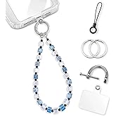 KARENSKEYS Phone Charm Strap, Sparkling Crystal Beaded Lanyard with Tether Tab &Metal Buckle for Cellphone, Wrist Keychain for Car Keys with D Ring for Women.