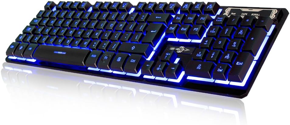 YAOYO Mechanical Feeling Gaming Keyboard, 3 LED Color Backlit Wired Computer Keyboard with Anti-interference Magnetic Ring