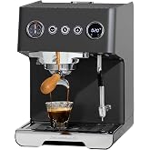 Gemilai G3028A Espresso Machine, 15 Bar Professional Coffee Maker with Adjustable Pressure &amp; Automatic Milk Frother, Dual PID &amp; 550ml Boiler, 57oz Tank, Stainless Steel for Cappuccino, Latte Grey