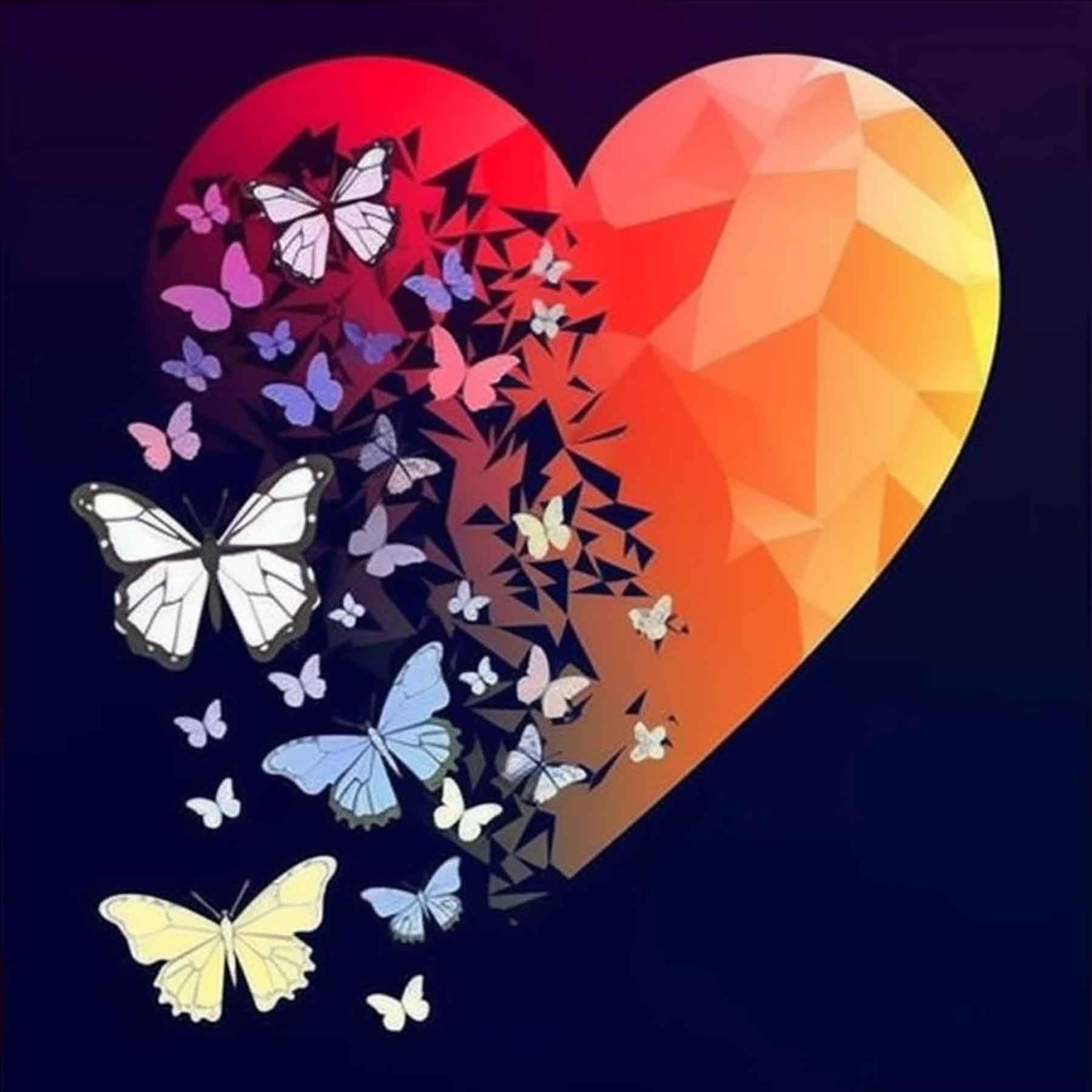 Zariocy 5D Diamond Painting Butterfly Kits, Diamond Art Kits Love Paint by Numbers Kits Round Full Drill Rhinestone Crystal Embroidery Cross Stitch for Home Wall Decoration 35x35 cm