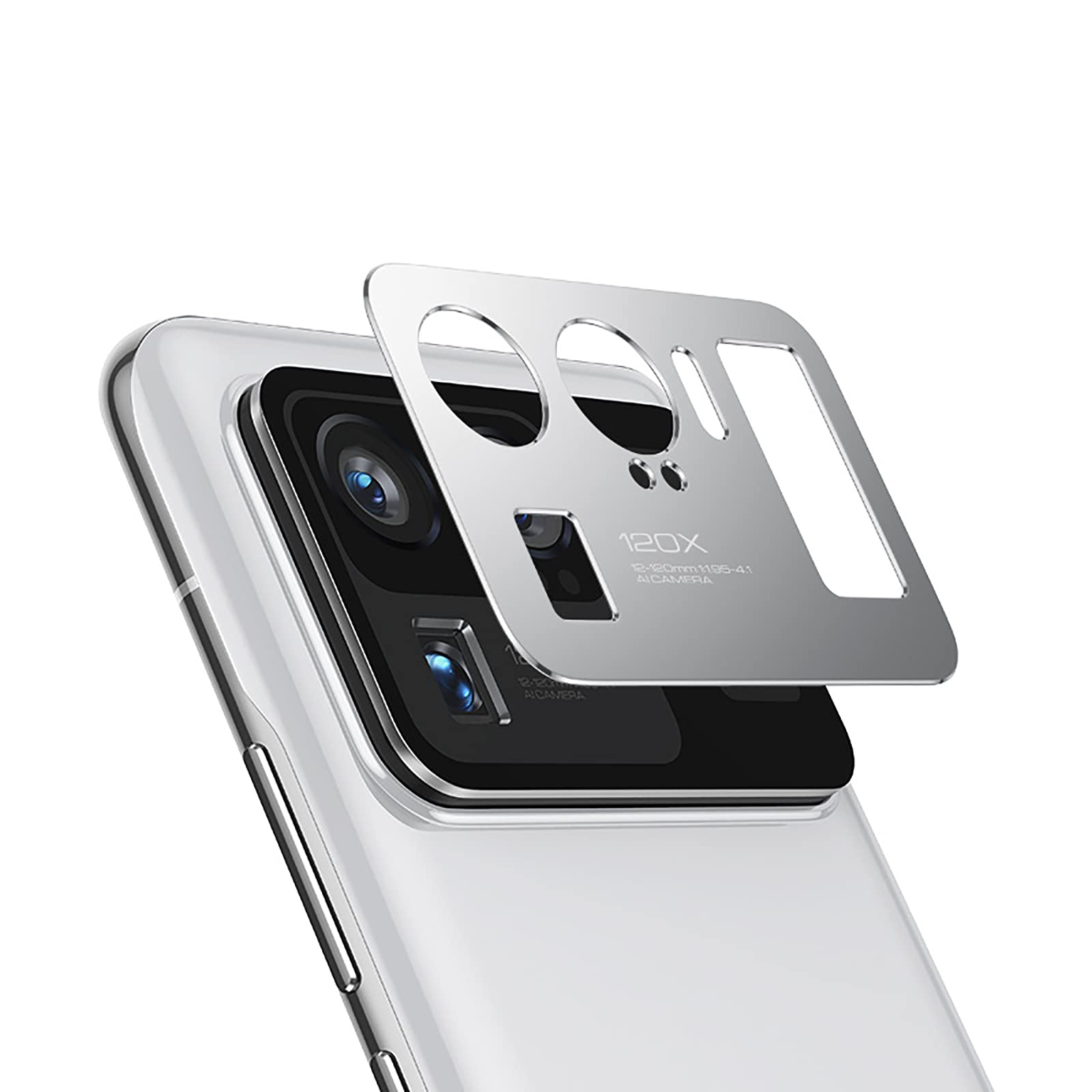 GIOPUEY Camera Lens Protector Compatible with Xiaomi Mi 11 Ultra,[2 Pack] Camera Lens Metal Protectors [Does Not Affect Imaging] 360° Camera Protection for Xiaomi Mi 11 Ultra (Silver)