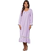Nanxson Womens Cotton Nightgown Long Sleeve Sleepwear Vintage Victorian Lace Nightdress Loungewear