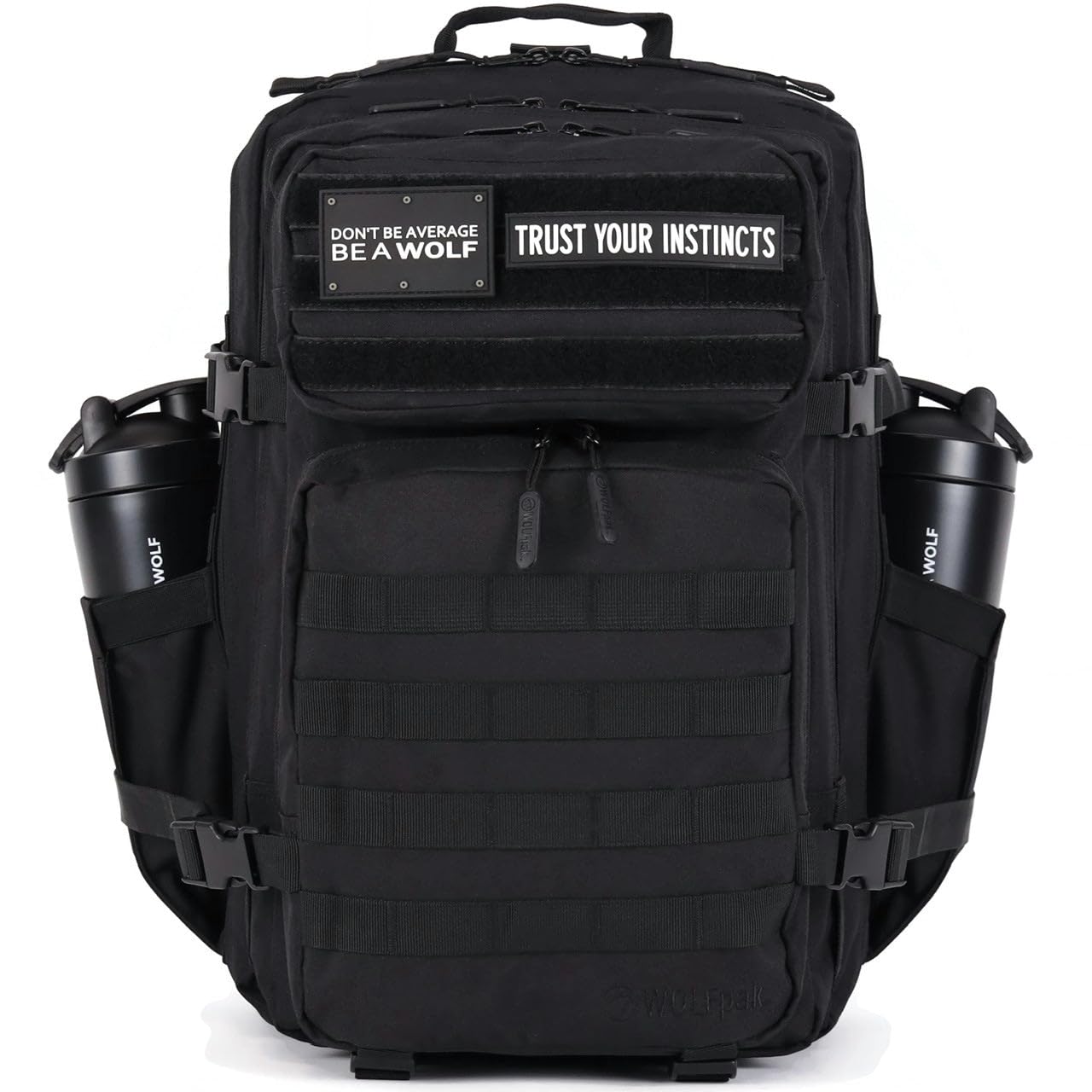 Photo 1 of WOLFpak 45L Athletic Gym Backpack - Durable 1000D Waterproof Oxford Material with MOLLE Webbing, Laptop Pocket & Dual Cup Holders, Durable Fitness/Travel/Military Daypack (Alpha Black)