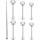 Pexveiuu 16G Cheek Dimple Piercing Jewelry Lip labret Studs Medusa Monroe Ashley Piercings Flat Back Tongue Rings Piercing Jewelry for Women Men Bar Length 6mm 8mm 10mm 12mm 14mm 16mm 19mm