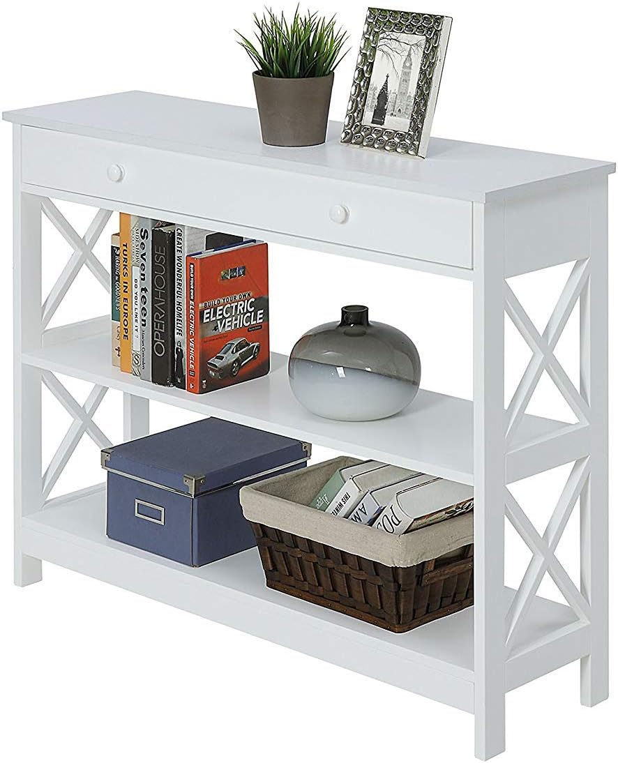 Convenience Concepts Oxford 1 Drawer Console Table, White: Kitchen & Dining
