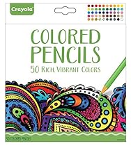 Crayola Colored Pencils, 50 Count, Vibrant Colors, Pre-sharpened, Art Tools, great for Adult Coloring