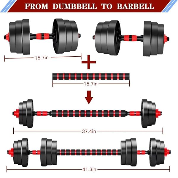 BCBIG ADJUSTABLE-DUMBBELLS-SETS,FREE WEIGHTS-40LB(20LB*2) DUMBBELLS SET OF 2 CONVERTIBLE TO BARBELL A PAIR OF LIGHTWEIGHT FOR HOME GYM,WOMEN AND MEN EQUIPMENT.