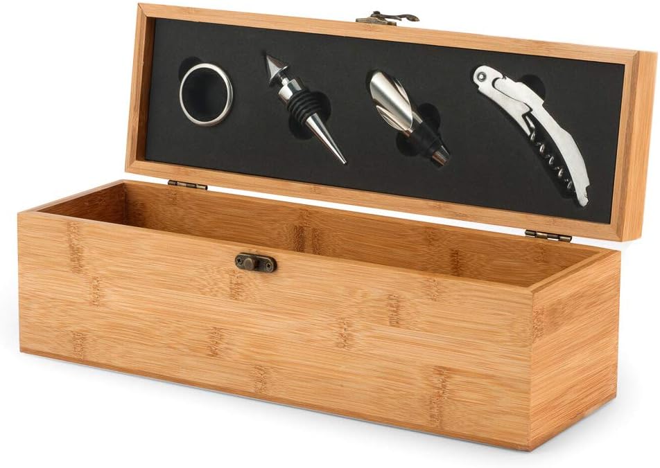 Home SOMMELIER caja Funda con 4 accesorios para vino, Madera: Amazon.es: Hogar