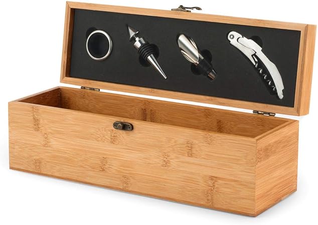Home SOMMELIER caja Funda con 4 accesorios para vino, Madera: Amazon.es: Hogar