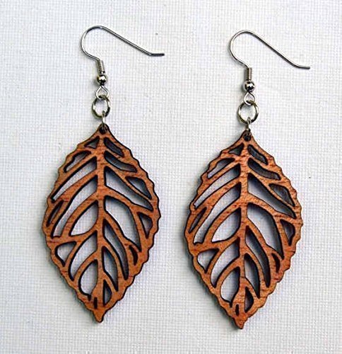 Wood Leaf Earrings
