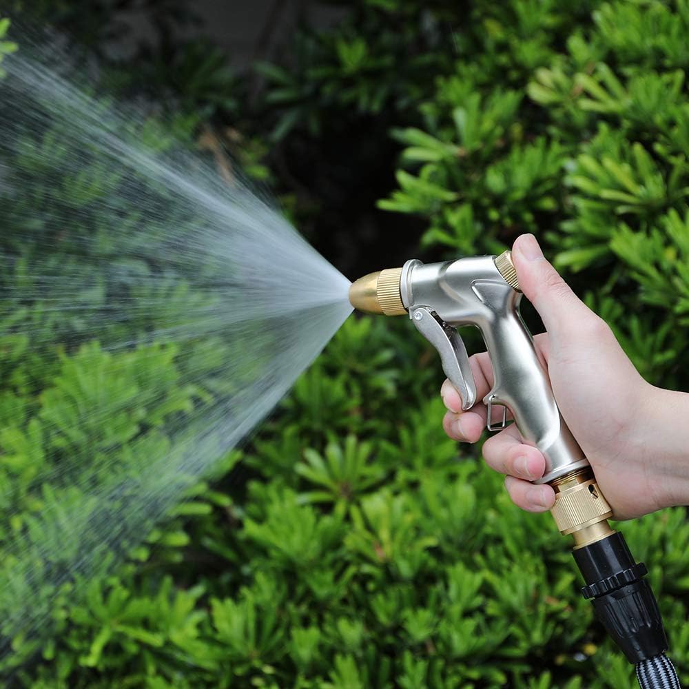 ESOW Garden Hose Nozzle, 100% Heavy Duty Metal Spray Gun with Full Brass Nozzle, 4 Watering Patterns Watering Nozzle- High Pressure Pistol Grip Sprayer for Watering Plants, Car Wash and Showering Dog : Garden & Outdoor